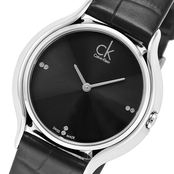 Calvin Klein Skirt Black Dial Black Leather Strap Watch for Women - K2U231CS Buy Now By Calvin Klein