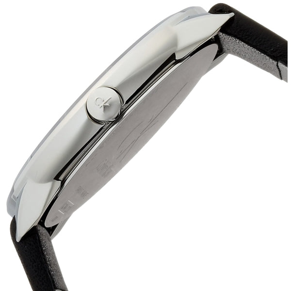 Calvin Klein Minimal Silver Dial Black Leather Strap Watch for Men - K3M221CY Buy Now By Calvin Klein
