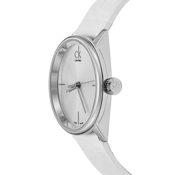 Calvin Klein Accent White Dial White Leather Strap Watch for Women - K2Y2Y1K6 Buy Now By Calvin Klein