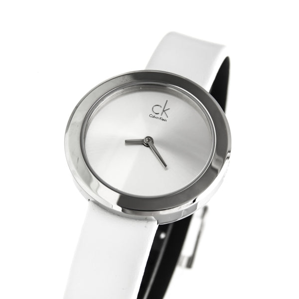 Calvin Klein Firm Silver Dial White Leather Strap Watch for Women - K3N231L6 Buy Now By Calvin Klein
