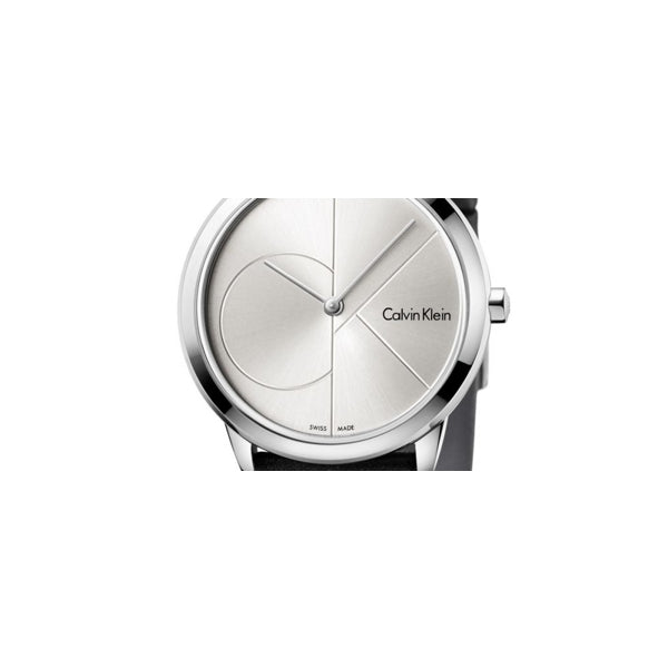 Calvin Klein Minimal Silver Dial Black Leather Strap Watch for Men - K3M221CY Buy Now By Calvin Klein