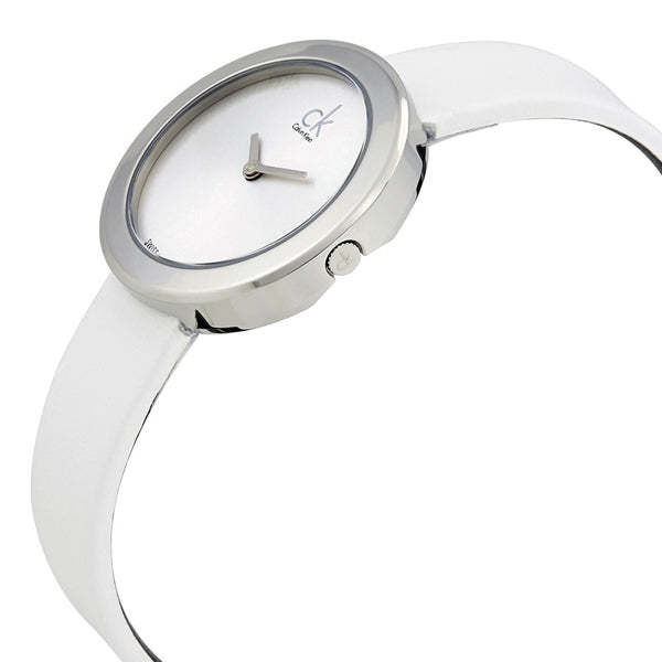 Calvin Klein Firm Silver Dial White Leather Strap Watch for Women - K3N231L6 Buy Now By Calvin Klein