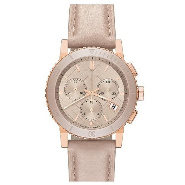 Burberry The City Chronograph Rose Gold Dial Beige Leather Strap Watch For Women - BU9702 Buy Now By Burberry