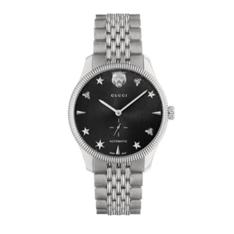 Gucci G Timeless Automatic Black Dial Silver Steel Strap Watch For Men - YA126353 Buy Now By Gucci