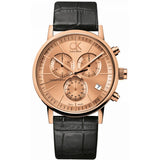 Calvin Klein Post Minimal Chronograph Rose Gold Dial Black Leather Strap Watch for Men - K7627201 Buy Now By Calvin Klein