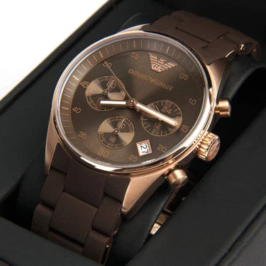 Emporio Armani Sportivo Chronograph Brown Dial Brown Silicone Strap Watch For Men - AR5891 Buy Now By Emporio Armani