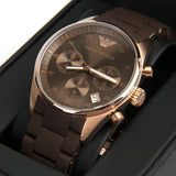 Emporio Armani Sportivo Chronograph Brown Dial Brown Silicone Strap Watch For Men - AR5891 Buy Now By Emporio Armani