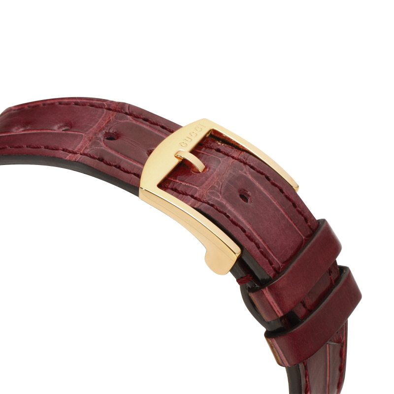 Gucci Grip Quartz Gold Dial Maroon Leather Strap Watch For Women - YA157402 Buy Now By Gucci