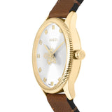 Gucci G Timeless Quartz Silver Dial Brown Leather Strap Watch For Women - YA1265022 Buy Now By Gucci