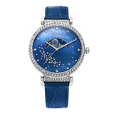 Swarovski Passage Moon Phase Blue Dial Blue Leather Strap Watch for Women - 5613320 Buy Now By Swarovski