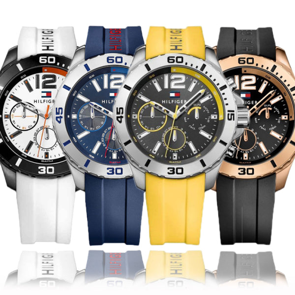 Tommy Hilfiger Nolan Multi Function White Dial White Rubber Strap Watch for Men - 1791146 Buy Now By Tommy Hilfiger