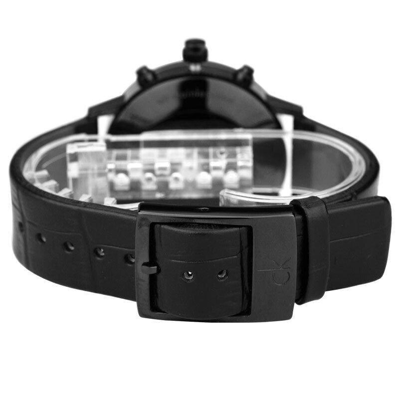 Calvin Klein Post Minimal Chronograph Black Dial Black Leather Strap Watch for Men - K7627401 Buy Now By Calvin Klein