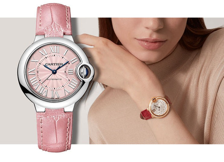 Cartier Ballon Blue De Cartier Pink Dial Pink Leather Strap Watch for Women - WSBB0031 Buy Now By Cartier