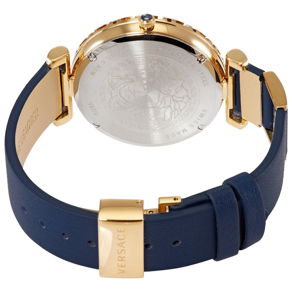 Versace Palazzo Empire Greca Quartz Blue Dial Blue Leather Strap Watch for Women - VEDV00219 Buy Now By Versace