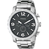 Fossil Nate Chronograph Black Dial Silver Steel Strap Watch for Men - JR1353 Buy Now By Fossil