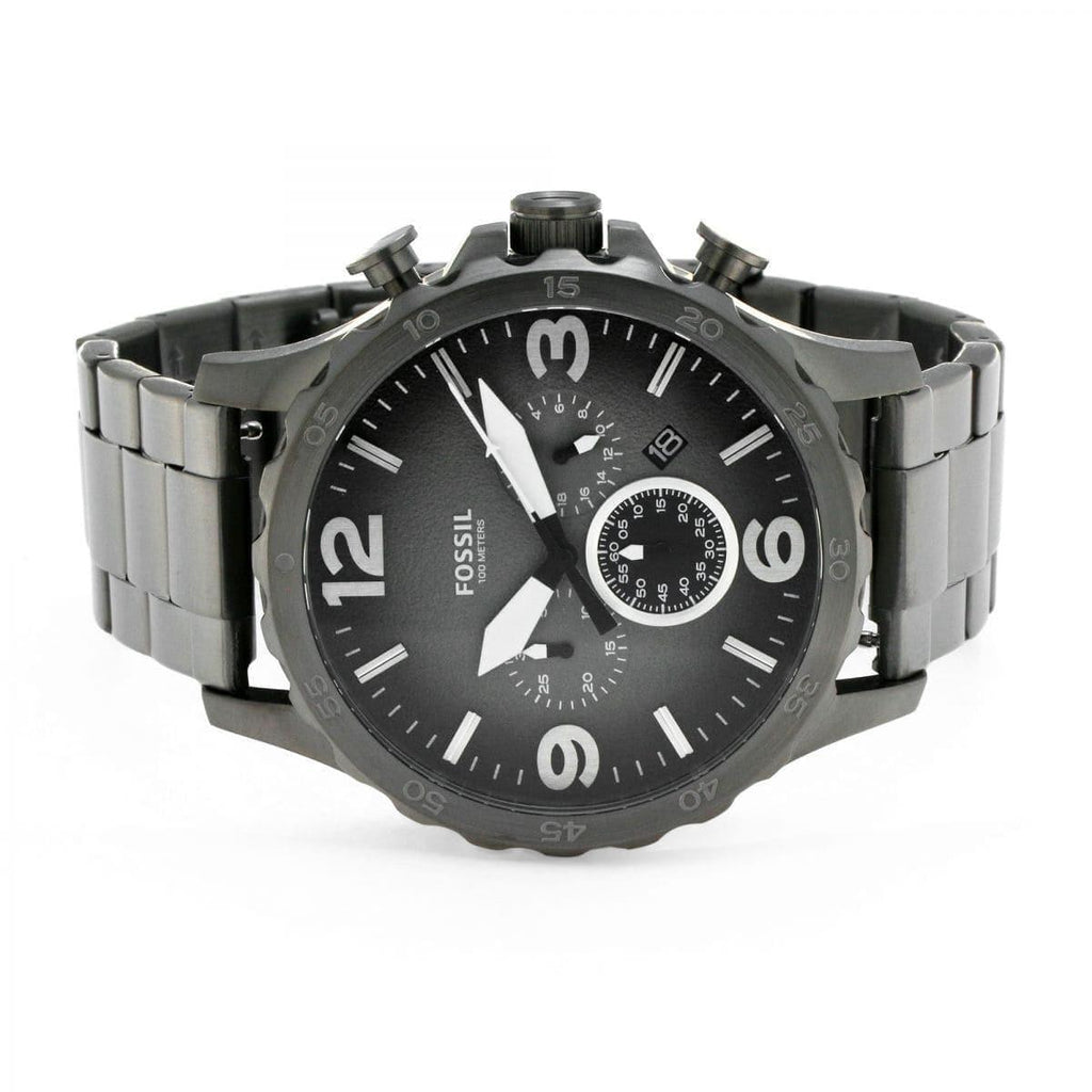 Fossil Nate Chronograph Gunmetal Dial Grey Steel Strap Watch for Men - JR1437 Buy Now By Fossil