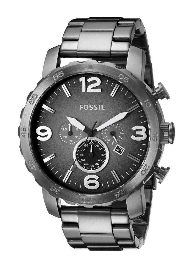 Fossil Nate Chronograph Gunmetal Dial Grey Steel Strap Watch for Men - JR1437 Buy Now By Fossil