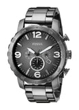 Fossil Nate Chronograph Gunmetal Dial Grey Steel Strap Watch for Men - JR1437 Buy Now By Fossil