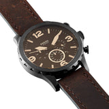 Fossil Nate Chronograph Brown Dial Brown Leather Strap Watch for Men - JR1487 Buy Now By Fossil
