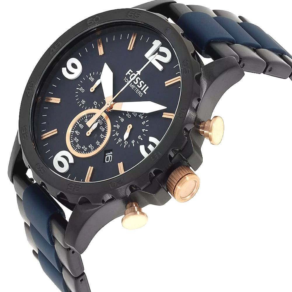 Fossil Nate Chronograph Blue Dial Two Tone Steel Strap Watch for Men - JR1494 Buy Now By Fossil