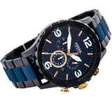 Fossil Nate Chronograph Blue Dial Two Tone Steel Strap Watch for Men - JR1494 Buy Now By Fossil