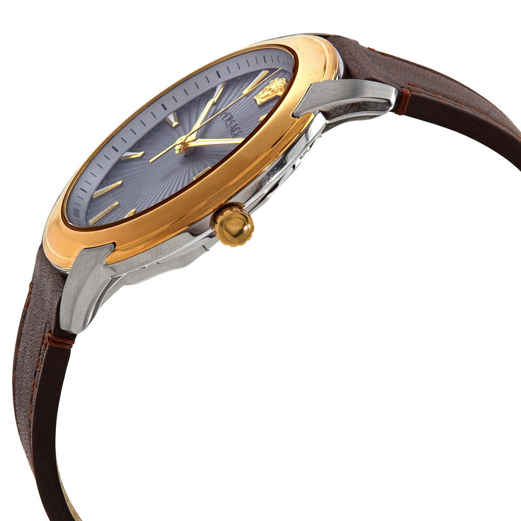 Versace V-Urban Quartz Grey Dial Brown Leather Strap Watch for Men - VELQ00219 Buy Now By Versace