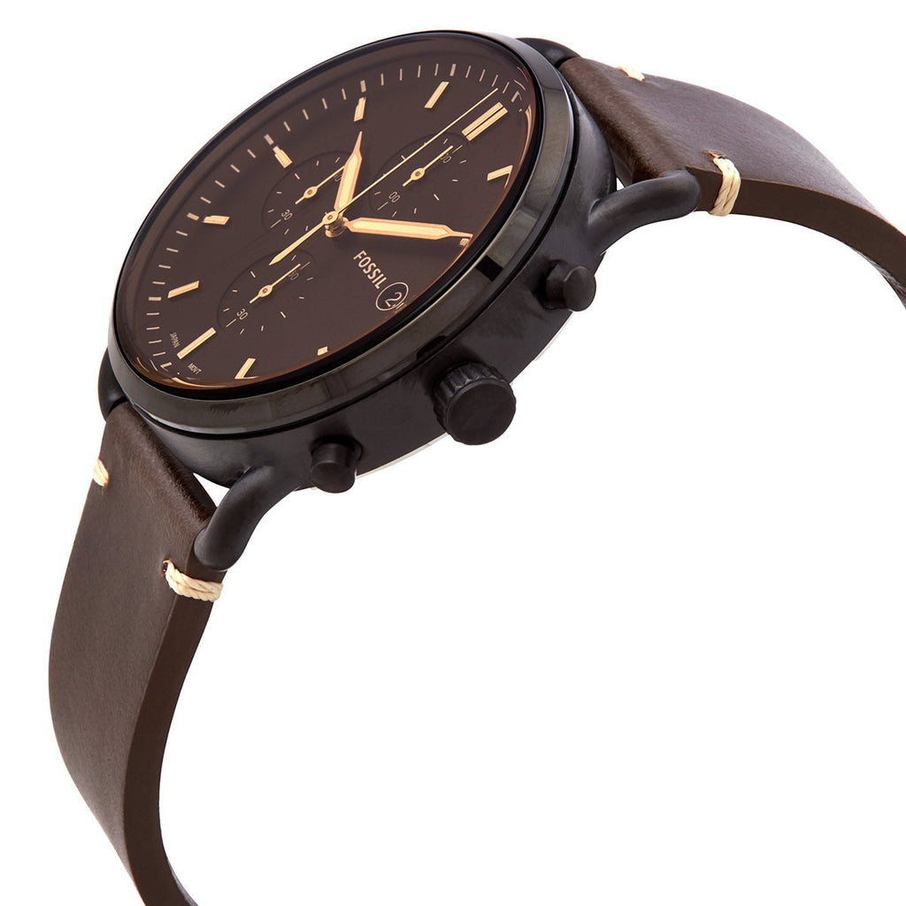 Fossil Commuter Chronograph Black Dial Brown Leather Strap Watch for Men - FS5403 Buy Now By Fossil