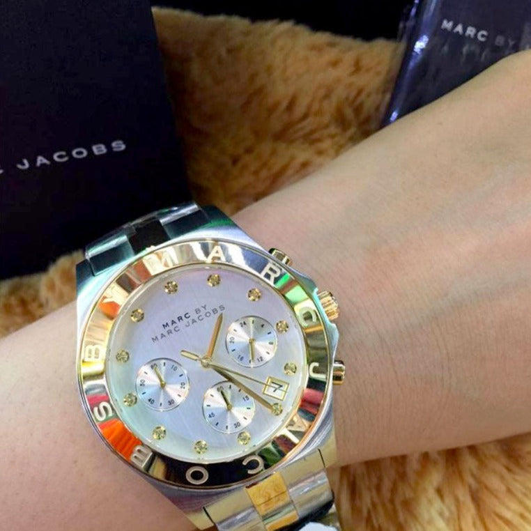 Marc Jacobs Blade Chronograph Silver Dial Two Tone Steel Strap Watch for Women - MBM3177 Buy Now By Marc Jacobs