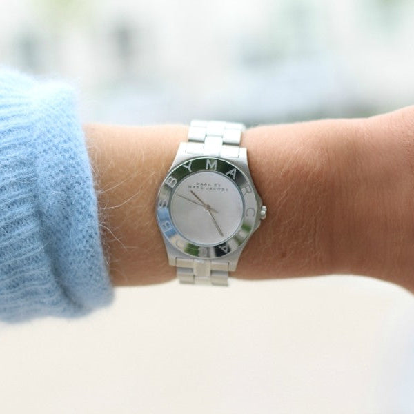 Marc Jacobs Blade Chronograph Silver Dial Silver Steel Strap Watch for Women - MBM3125 Buy Now By Marc Jacobs