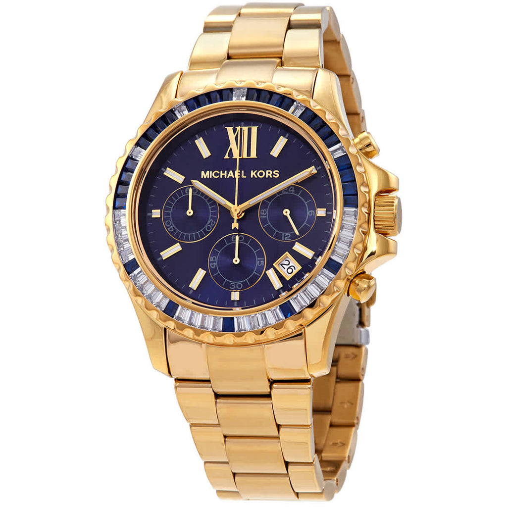 Michael Kors Everest Chronograph Blue Dial Gold Steel Strap Watch for Women - MK5754 Buy Now By Michael Kors