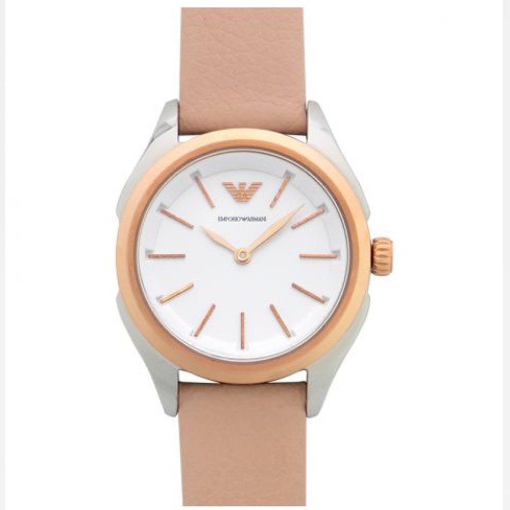Emporio Armani Valeria Quartz White Dial Beige Leather Strap Watch For Women - AR11031 Buy Now By Emporio Armani
