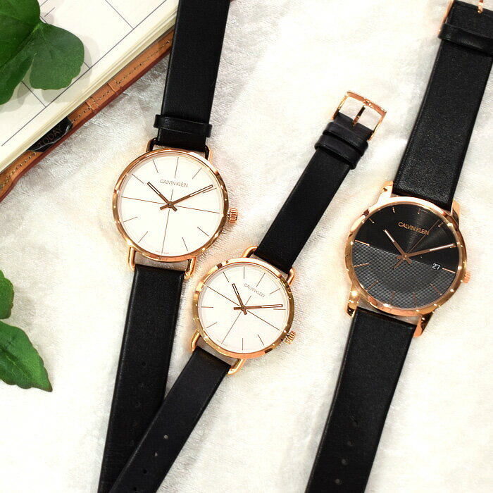 Calvin Klein Even White Dial Black Leather Strap Watch for Women - K7B216C6 Buy Now By Calvin Klein