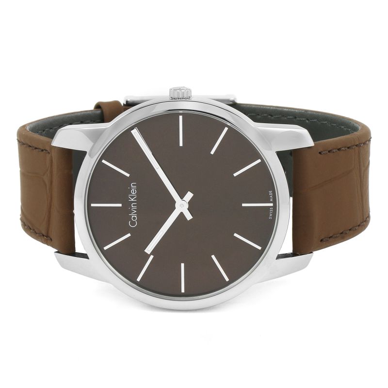 Calvin Klein City Brown Dial Brown Leather Strap Watch for Men - K2G211GK Buy Now By Calvin Klein