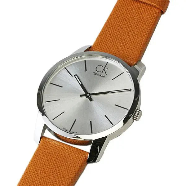 Calvin Klein City Quartz White Dial Light Brown Leather Strap Watch For Men - K2G21138 Buy Now By Calvin Klein