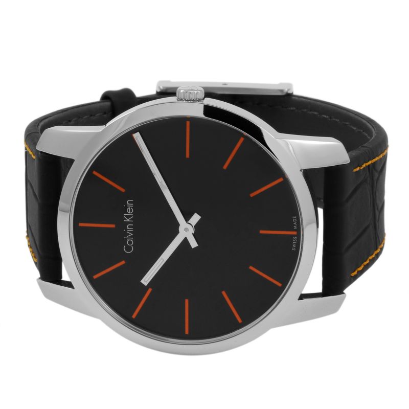 Calvin Klein City Black Dial Black Leather Strap Watch for Men - K2G211C1 Buy Now By Calvin Klein
