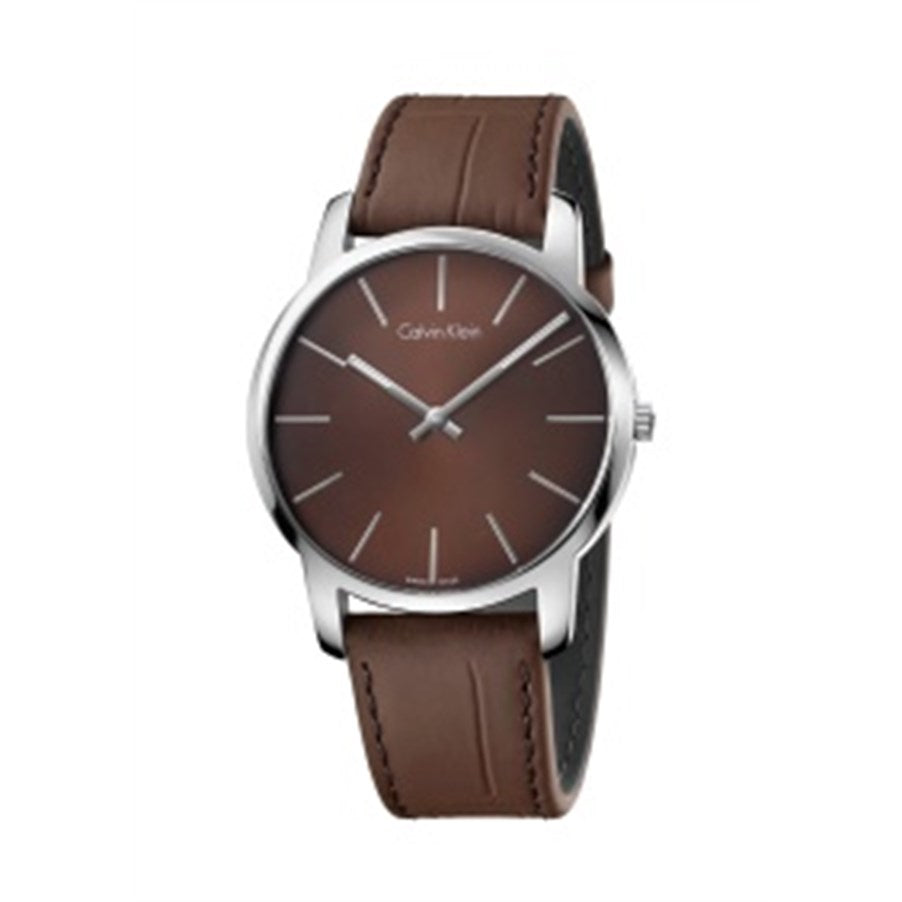 Calvin Klein City Brown Dial Brown Leather Strap Watch for Men - K2G211GK Buy Now By Calvin Klein