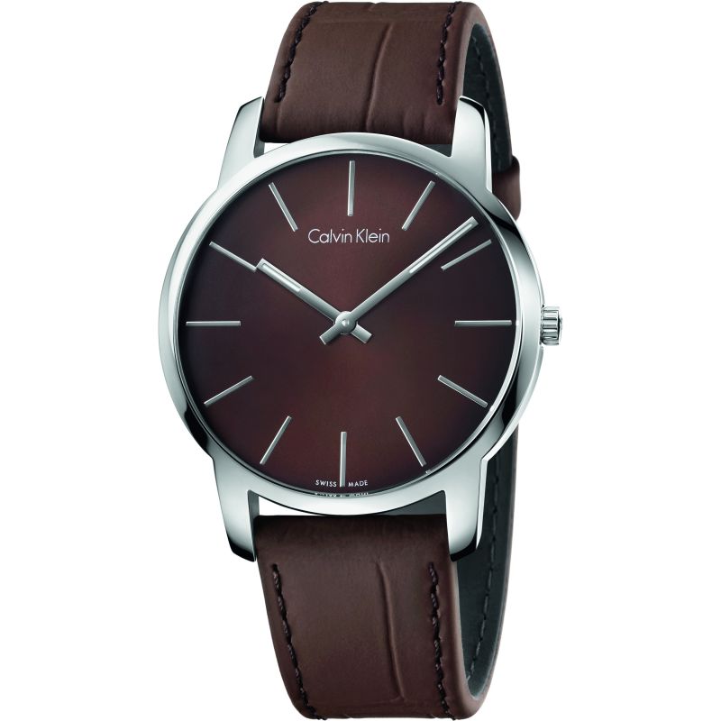 Calvin Klein City Brown Dial Brown Leather Strap Watch for Men - K2G211GK Buy Now By Calvin Klein