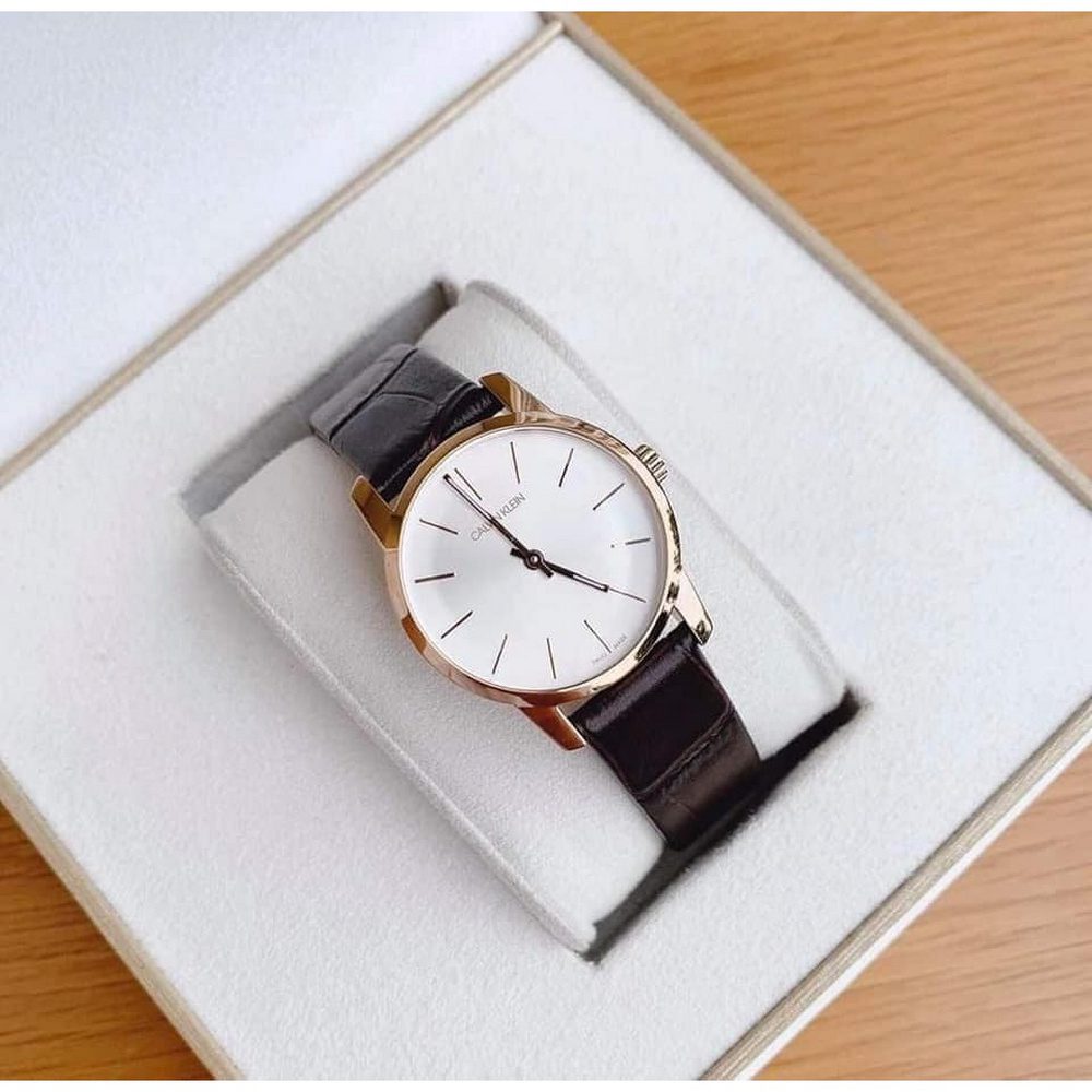 Calvin Klein City White Mother of Pearl Dial Brown Leather Strap Watch for Women - K2G23620 Buy Now By Calvin Klein
