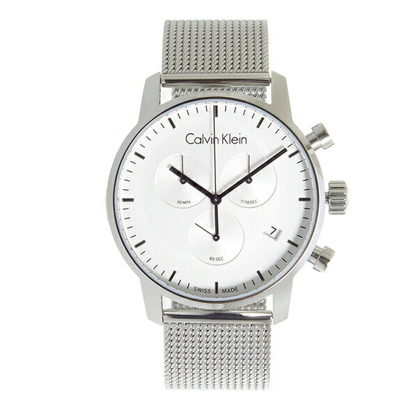 Calvin Klein City Chronograph White Dial Silver Mesh Bracelet Watch for Men - K2G27126 Buy Now By Calvin Klein