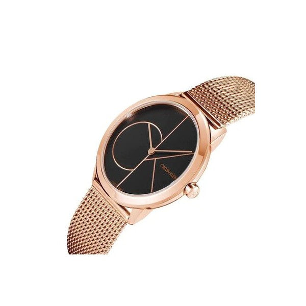 Calvin Klein Minimal Black Dial Rose Gold Mesh Bracelet Watch for Men - K3M22621 Buy Now By Calvin Klein