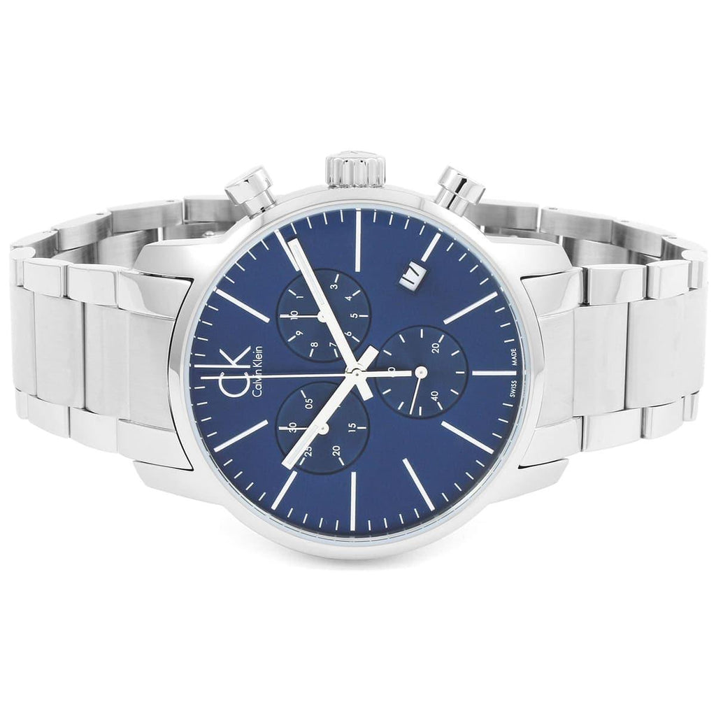 Calvin Klein City Chronograph Blue Dial Silver Steel Strap Watch for Men - K2G2714N Buy Now By Calvin Klein
