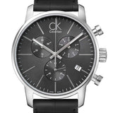 Calvin Klein City Chronograph Black Dial Black Leather Strap Watch for Men - K2G271C3 Buy Now By Calvin Klein