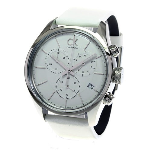 Calvin Klein Masculine Chronograph White Dial White Leather Strap Watch for Men - K2H27101 Buy Now By Calvin Klein