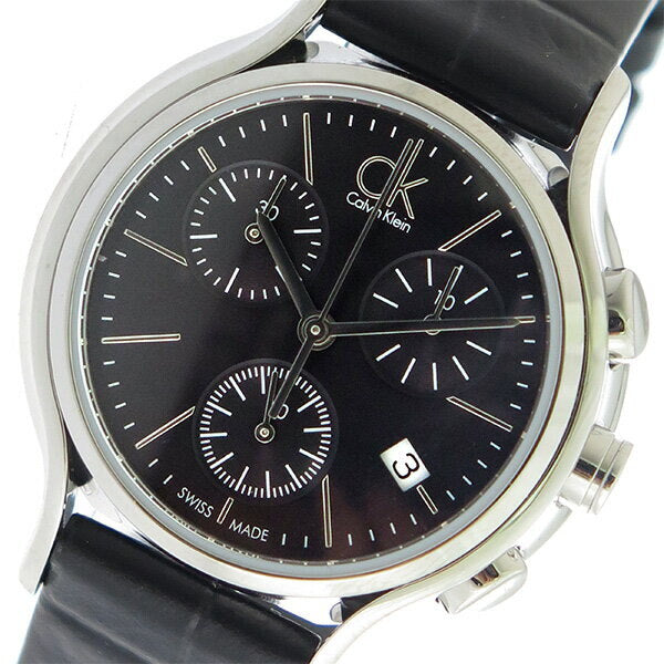Calvin Klein Skirt Chronograph Black Dial Black Leather Strap Watch for Men - K2U291C1 Buy Now By Calvin Klein
