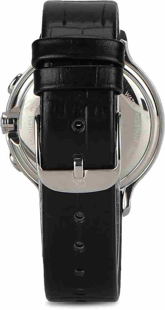 Calvin Klein Skirt Chronograph Black Dial Black Leather Strap Watch for Men - K2U291C1 Buy Now By Calvin Klein