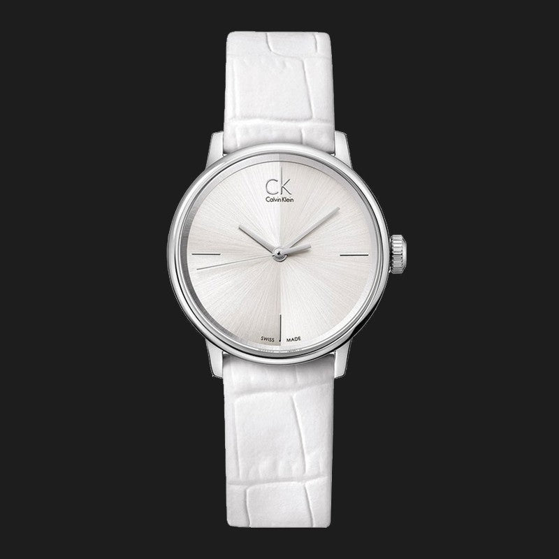 Calvin Klein Accent White Dial White Leather Strap Watch for Women - K2Y2Y1K6 Buy Now By Calvin Klein