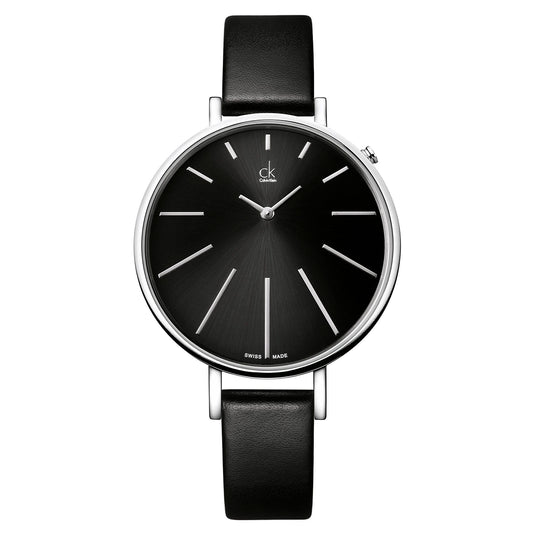 Calvin Klein Equal Black Dial Black Leather Strap Watch for Women - K3E231C1 Buy Now By Calvin Klein