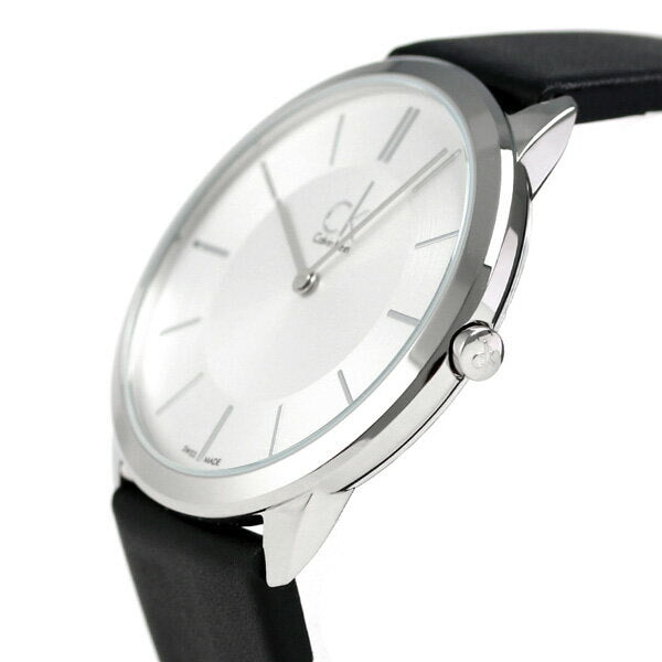 Calvin Klein Minimalist White Dial Black Leather Strap Watch for Men - K3M211C6 Buy Now By Calvin Klein