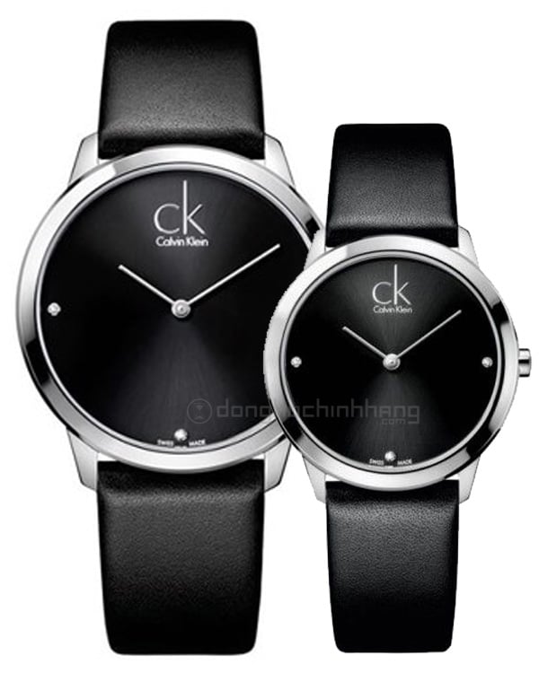 Calvin Klein Minimal Diamonds Black Dial Black Leather Strap Watch for Men - K3M211CS Buy Now By Calvin Klein