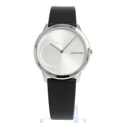 Calvin Klein Minimal Silver Dial Black Leather Strap Watch for Men - K3M211CY Buy Now By Calvin Klein